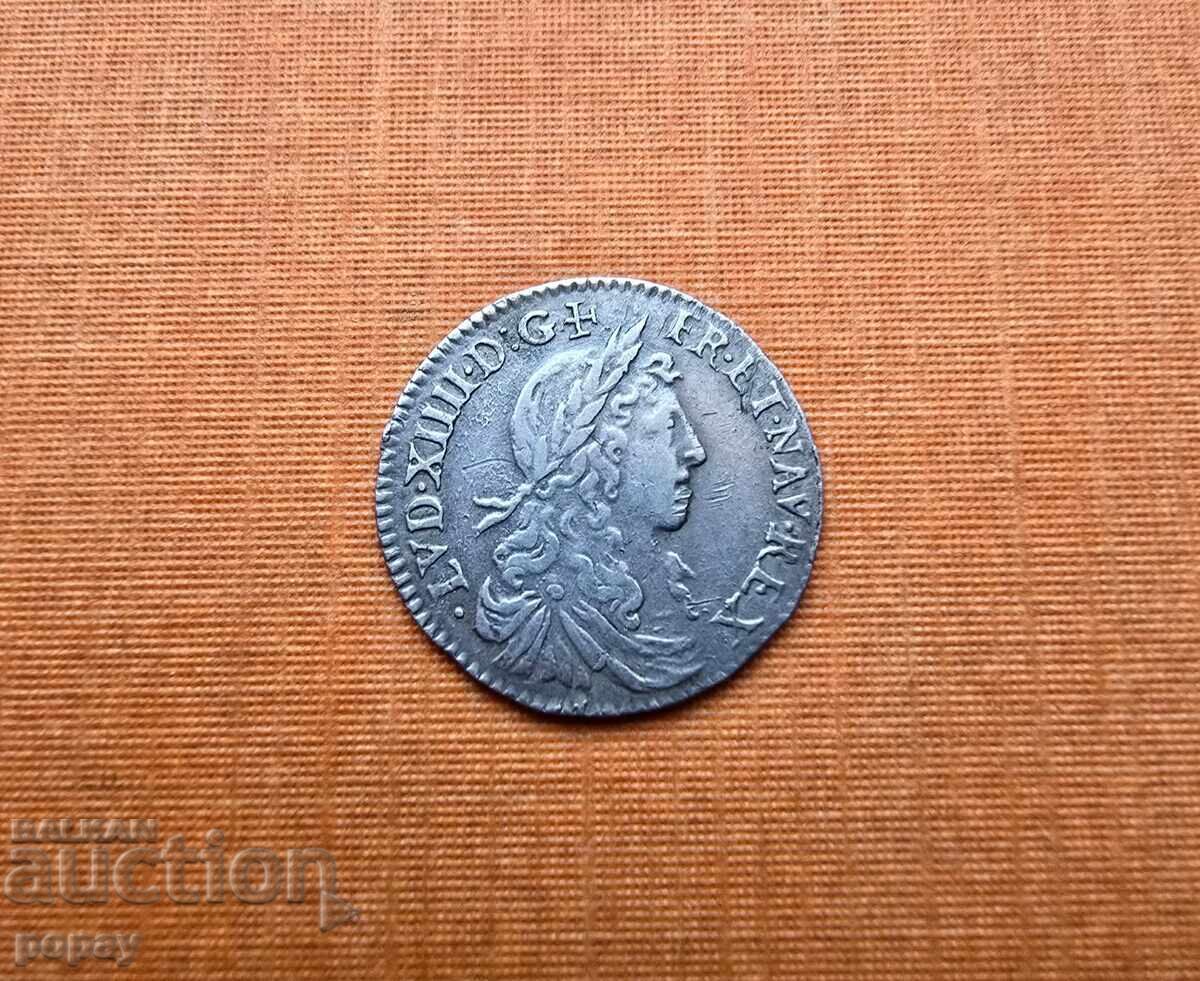 FRANCE. LOUIS XIV. 1643-1715. 1/12 ECU with juvenile bust. 1661