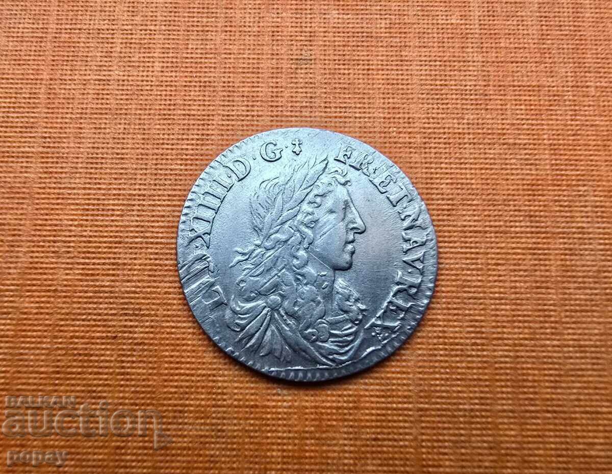 FRANCE. LOUIS XIV. 1643-1715. 1/12 ECU with juvenile bust. 1659
