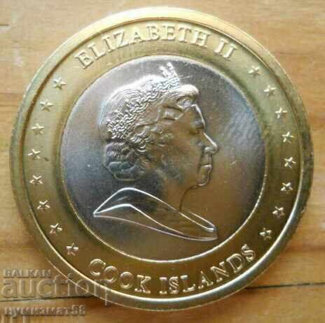 1 долар 2010 г  - О-ви Кук (биметал) с цена 7.95 €