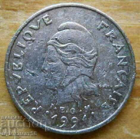 10 франка 1991 г  - Френска Полинезия с цена 1.35 €