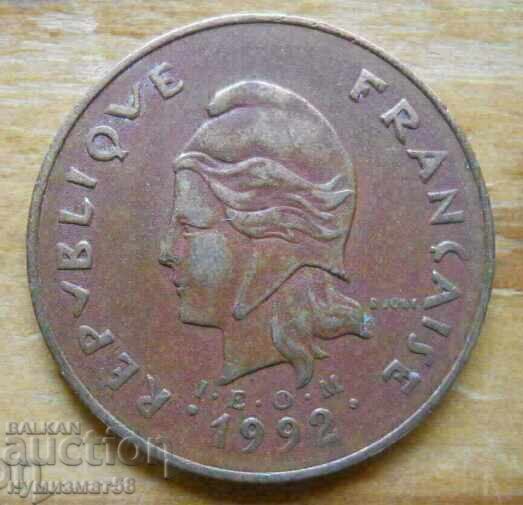100 francs 1992 - French Polynesia with price 4.65 €