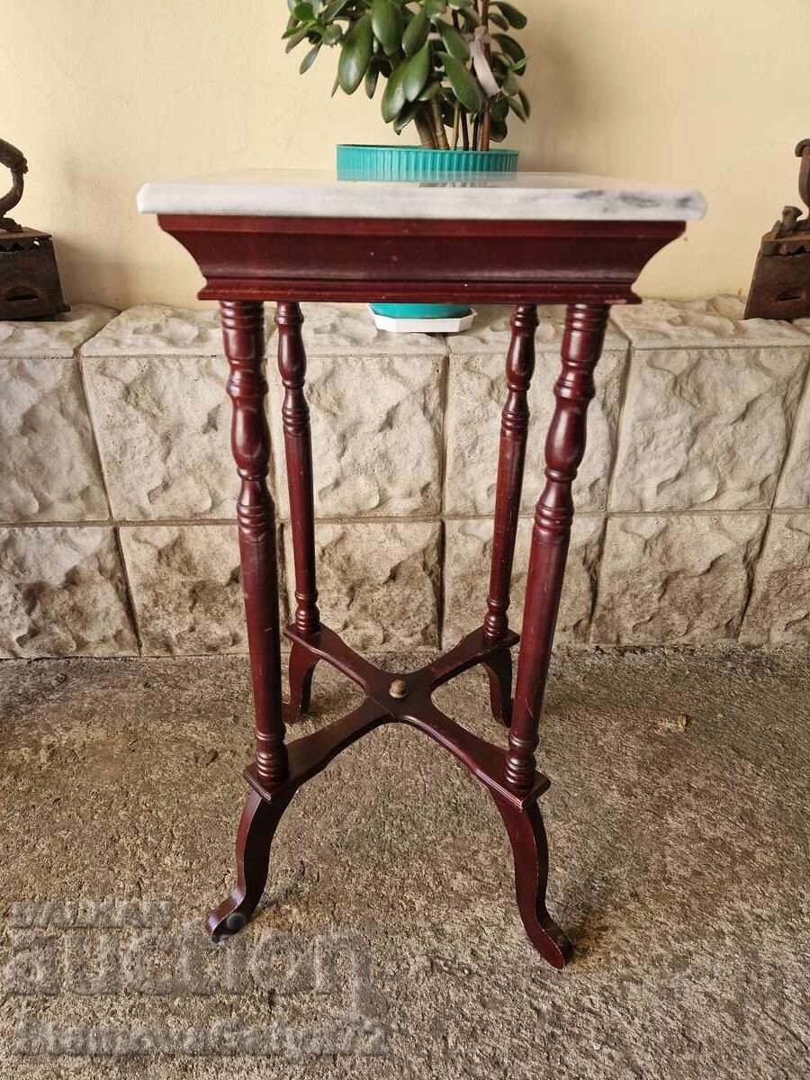 Auction Unique antique French wooden side table with marble top Auction Unique antique French wooden side table with marble top