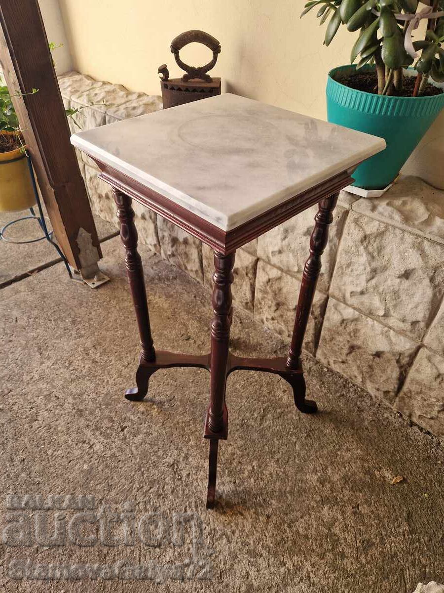Delivery of Unique antique French wooden side table with marble top Delivery of Unique antique French wooden side table with marble top