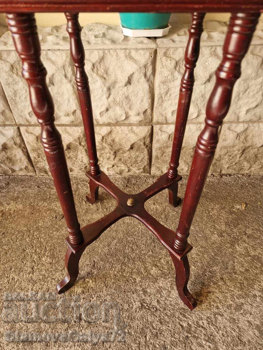 Unique antique French wooden side table with marble top - 6 Unique antique French wooden side table with marble top - 6