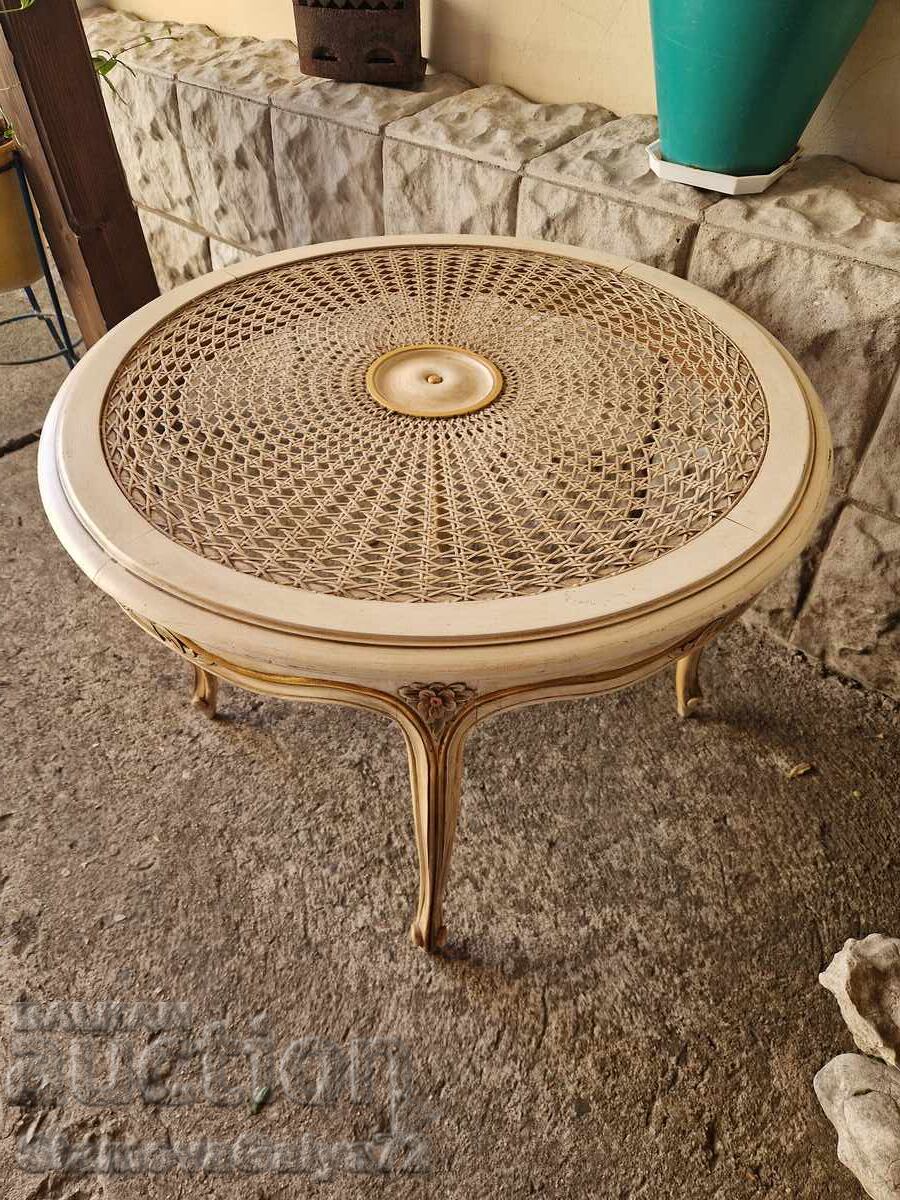 Delivery of Superb antique wooden side table with rattan Louis XV
