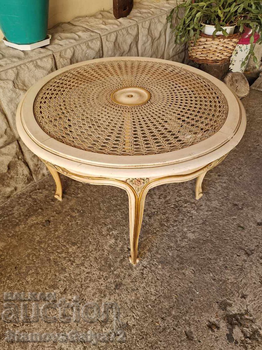 Superb antique wooden side table with rattan Louis XV - 5