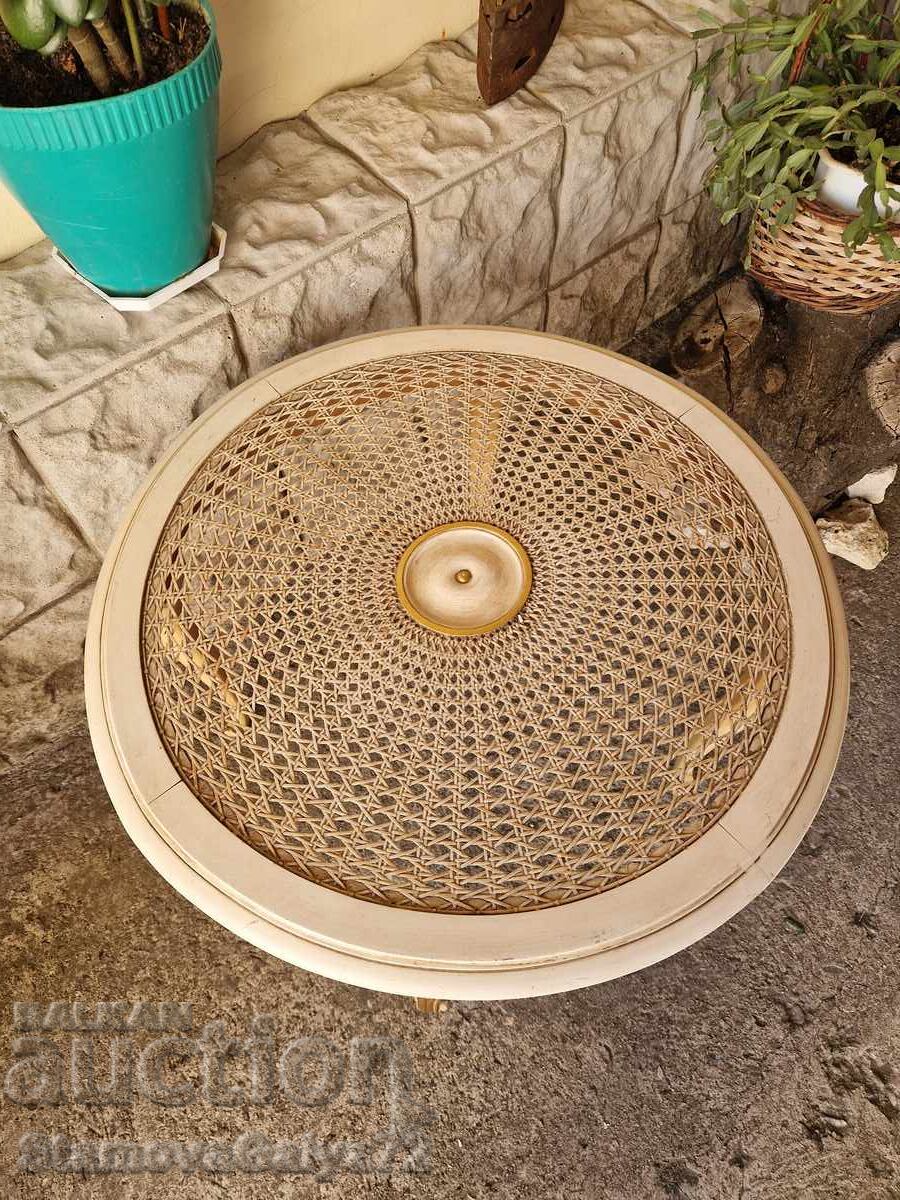 Superb antique wooden side table with rattan Louis XV - 6