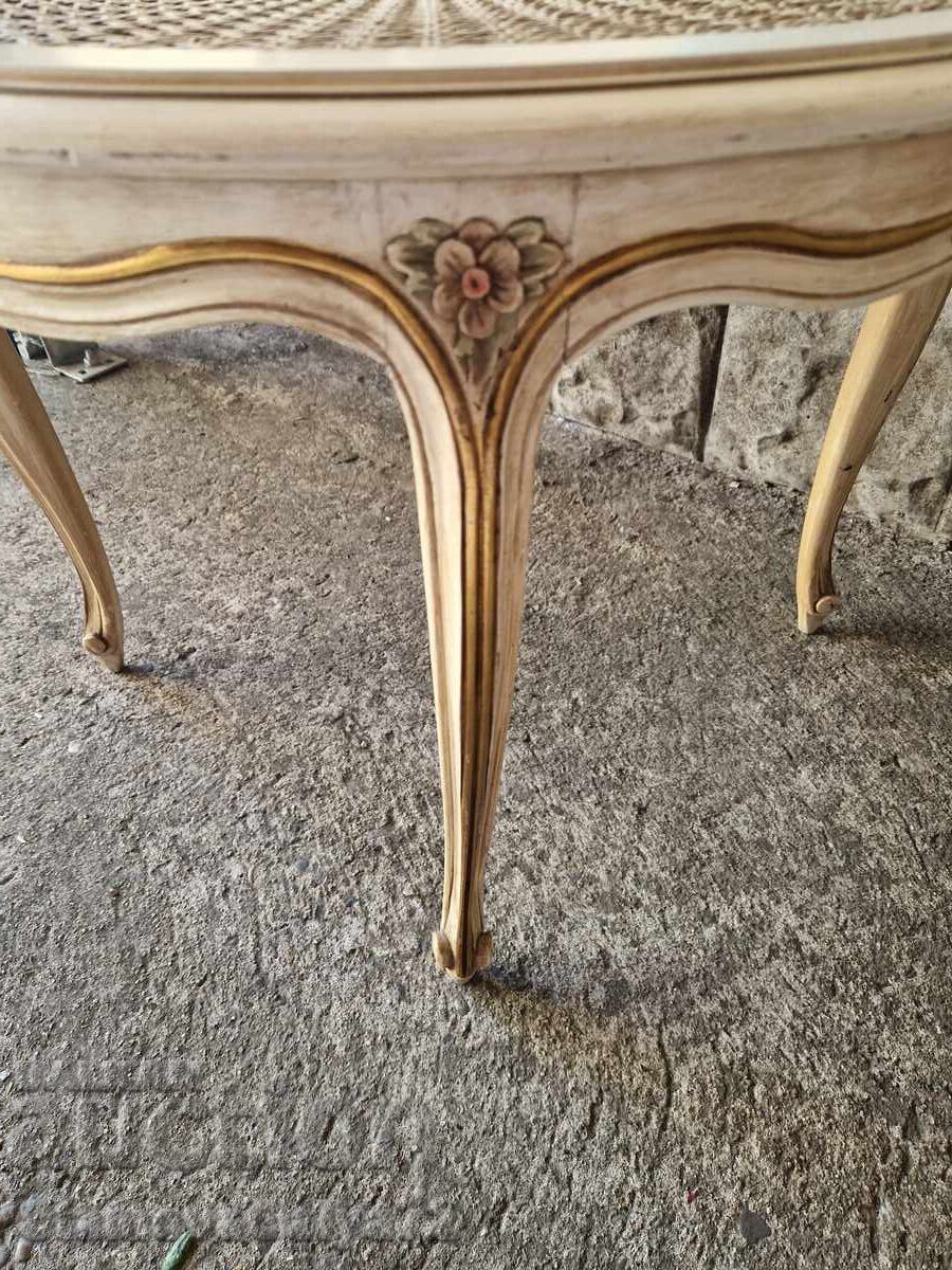 Superb antique wooden side table with rattan Louis XV - 7