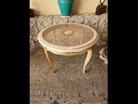 Superb antique wooden side table with rattan Louis XV