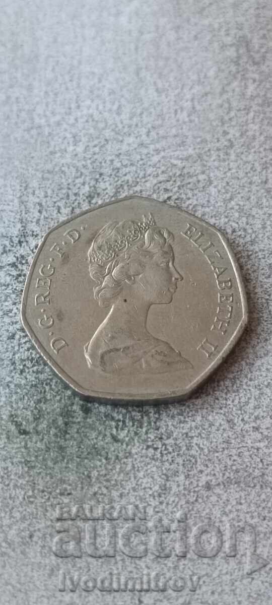 Великобритания 50 пенса 1973 с цена € 1.67 | 3.27 лв.