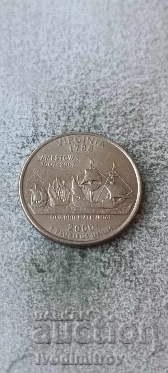 ΗΠΑ 25 σεντς 2000 P Βιρτζίνια