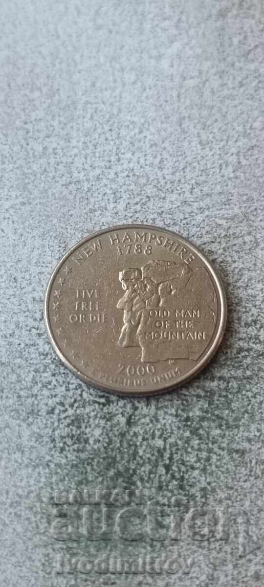 САЩ 25 цента 2000 D New Hampshire