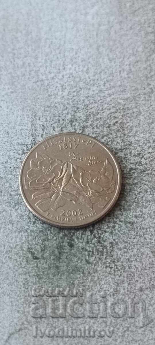 САЩ 25 цента 2002 D Mississippi САЩ 25 цента 2002 D Mississippi
