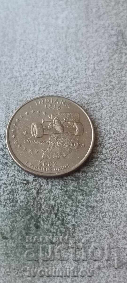 SUA 25 de cenți 2002 P Indiana SUA 25 de cenți 2002 P Indiana