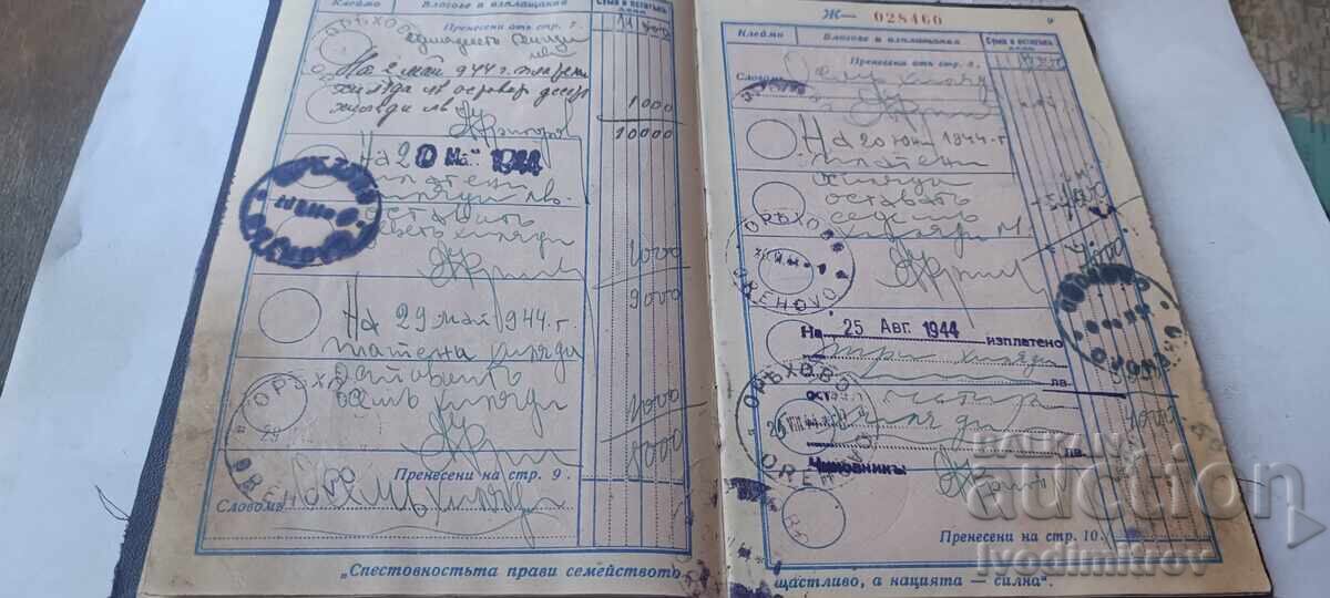 Savings Passbook Postal Savings Bank Sofia 1943 - 5 Savings Passbook Postal Savings Bank Sofia 1943 - 5