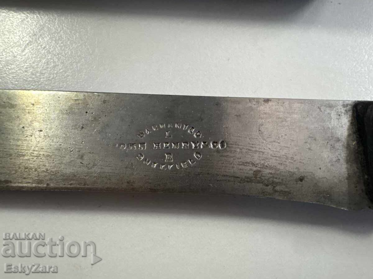 Αγγλικό μαχαίρι Joseph Henry & Co - Sheffield με δερμάτινη θήκη με τιμή € 100.00 | 195.58 BGN