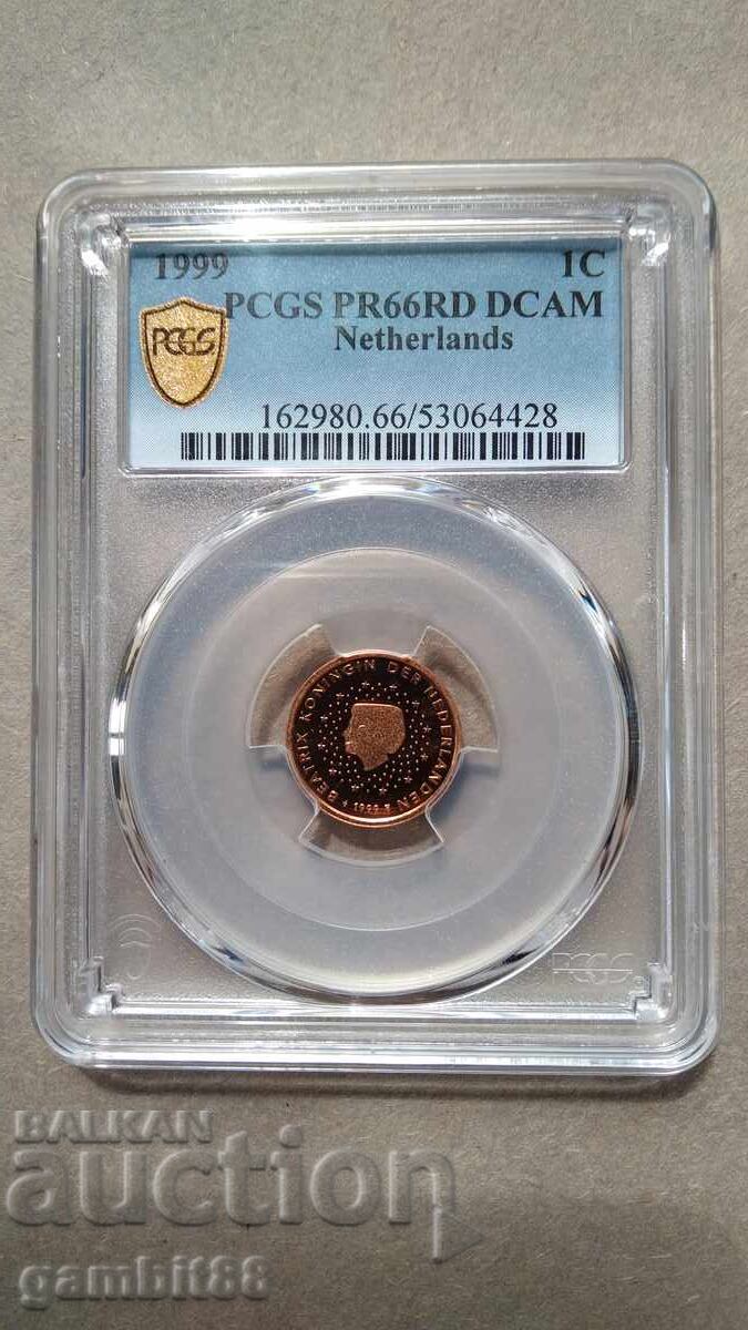 Auction 1 Euro Cent 1999 Netherlands - PR66RD DCAM PCGS - First Issue Auction 1 Euro Cent 1999 Netherlands - PR66RD DCAM PCGS - First Issue