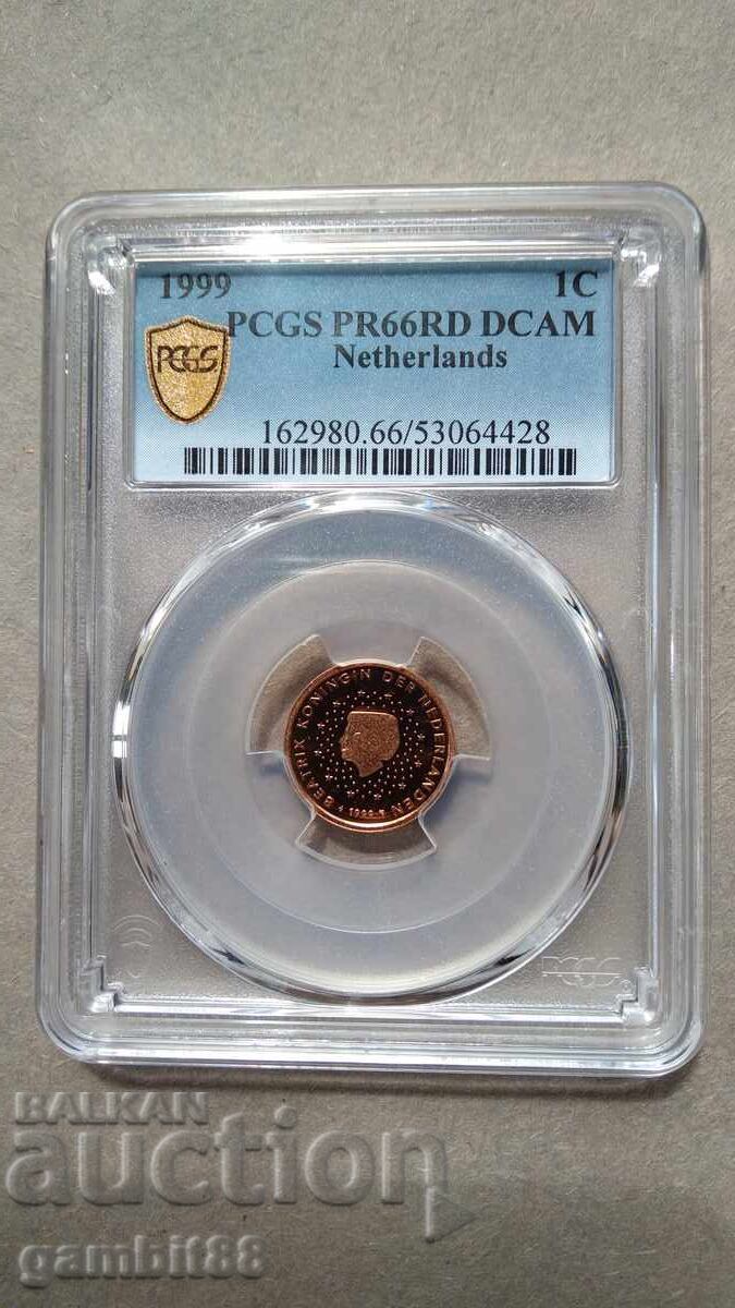 1 Euro Cent 1999 Netherlands - PR66RD DCAM PCGS - First Issue - 5 1 Euro Cent 1999 Netherlands - PR66RD DCAM PCGS - First Issue - 5