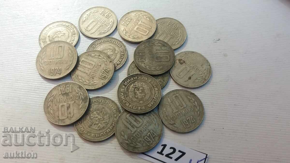 10 stotinki 1974 - 15 bucăți - 5 10 stotinki 1974 - 15 bucăți - 5