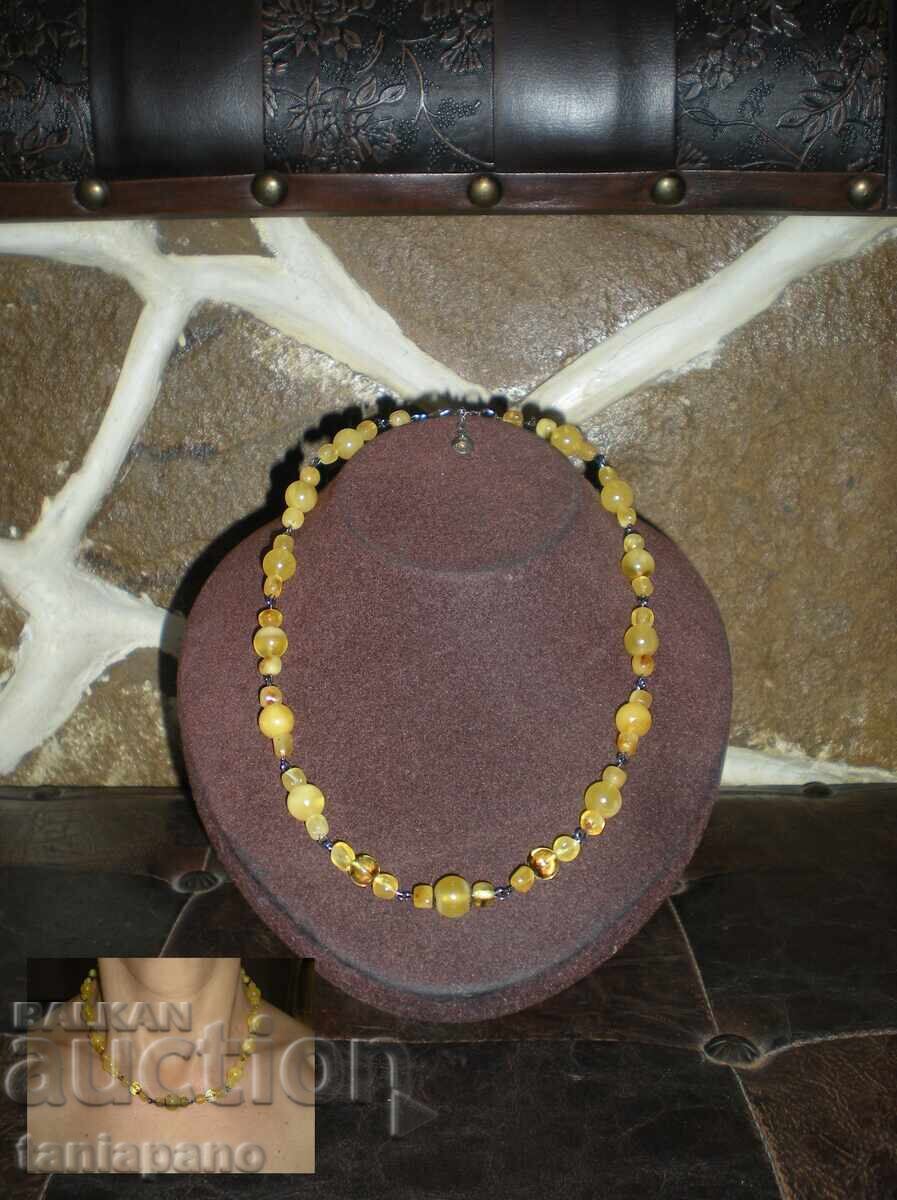 Baltic amber necklace, butter and lemon color
