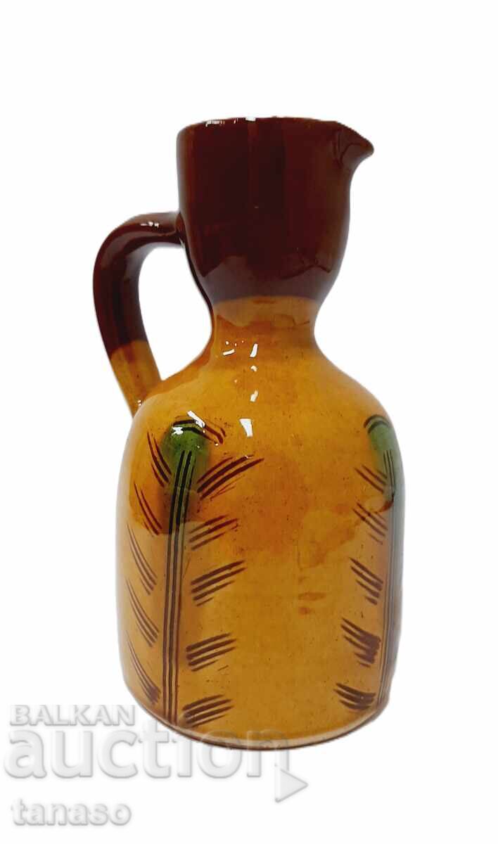 Auction  Old glazed ceramic pitcher, 18 cm, like new