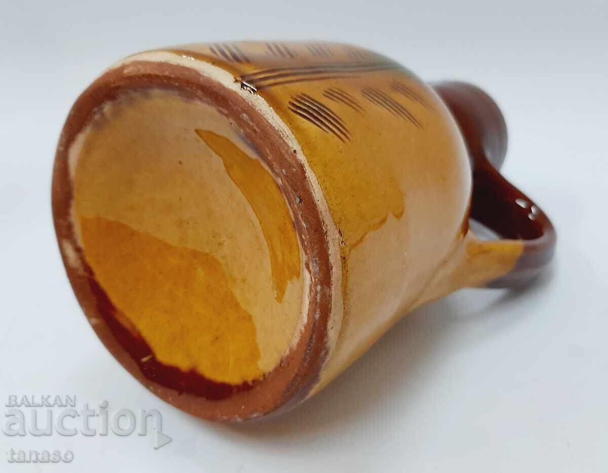Old glazed ceramic pitcher, 18 cm, like new - 7