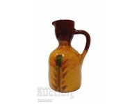 Old glazed ceramic pitcher, 18 cm, like new