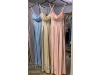 Long satin dresses with stones
