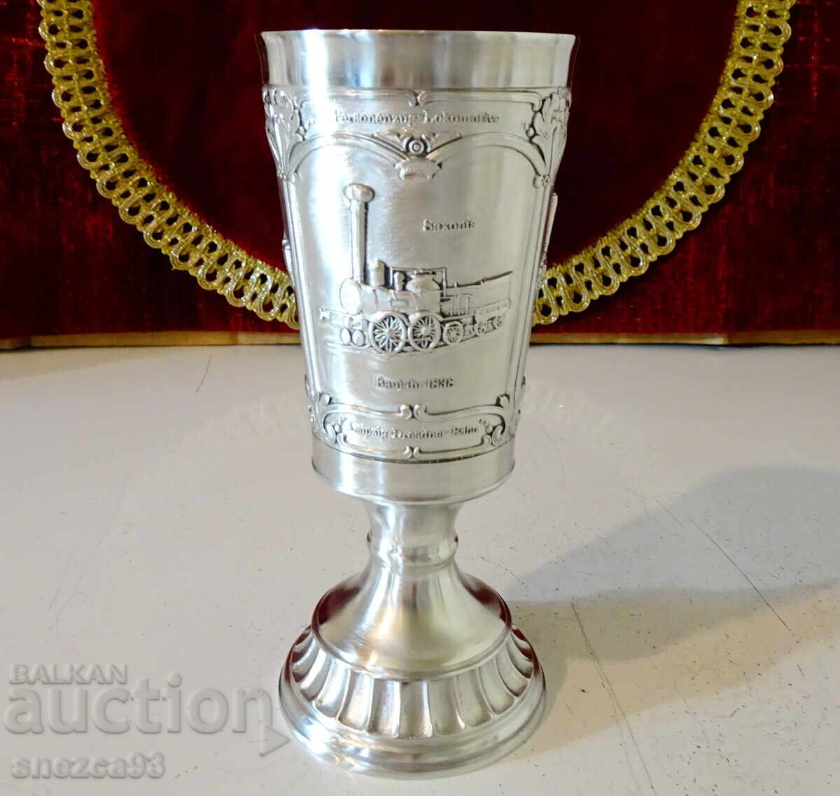 Pewter wine goblet Locomotive, Train 1906-1914