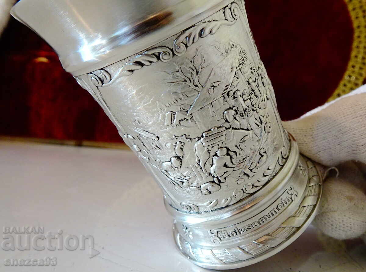 Pewter mug with colorful village scenes - 5