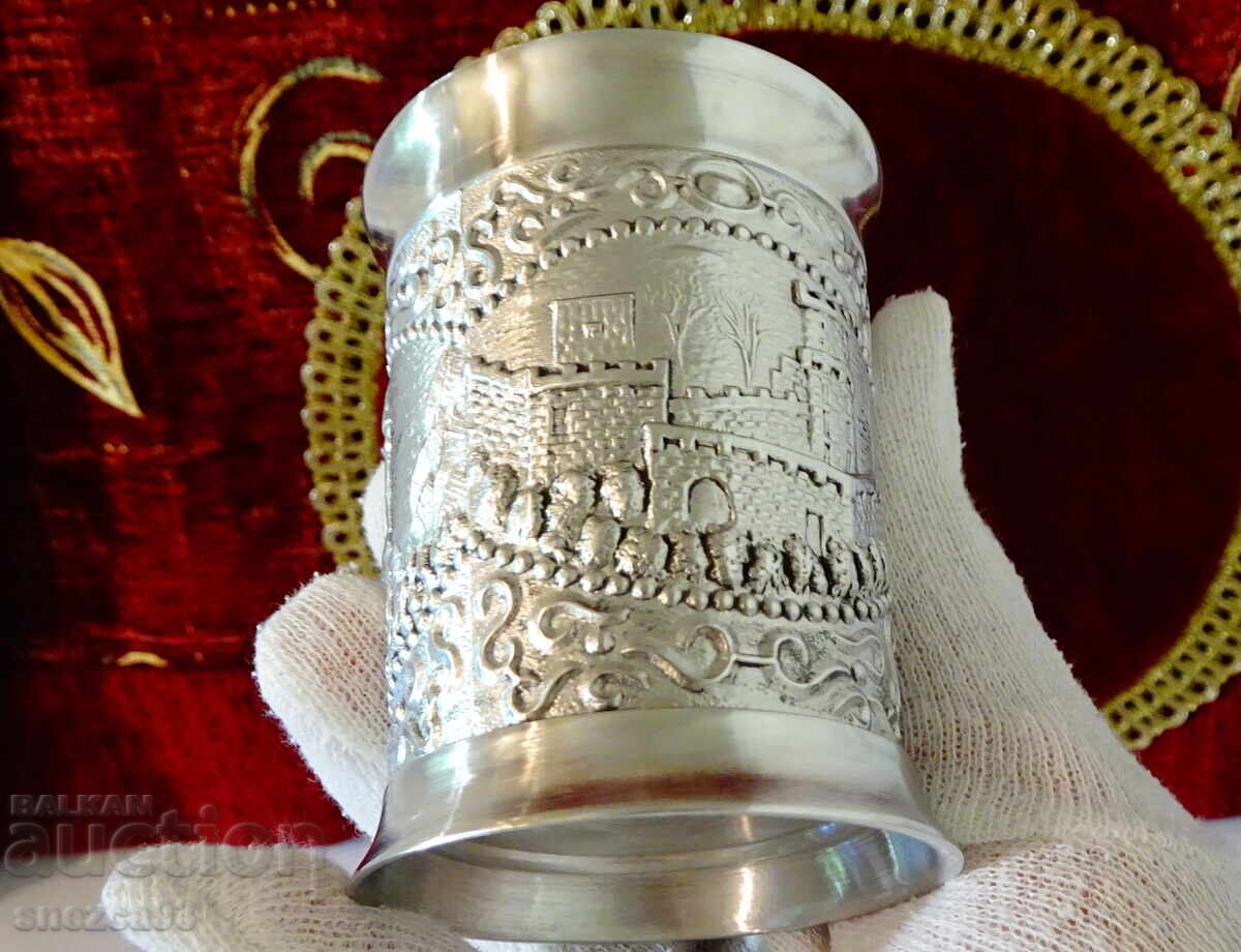 Pewter wine goblet Castle, Fortress - 6