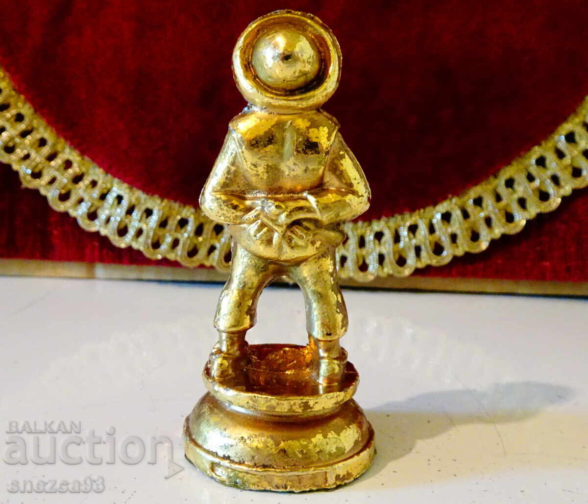 Licitație Figurină din cositor Sancho Panza, placată cu aur