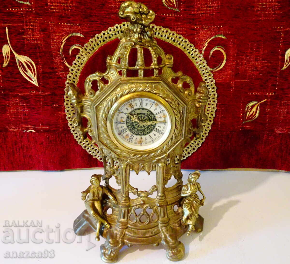 Mechanical bronze clock, mantel clock - 6