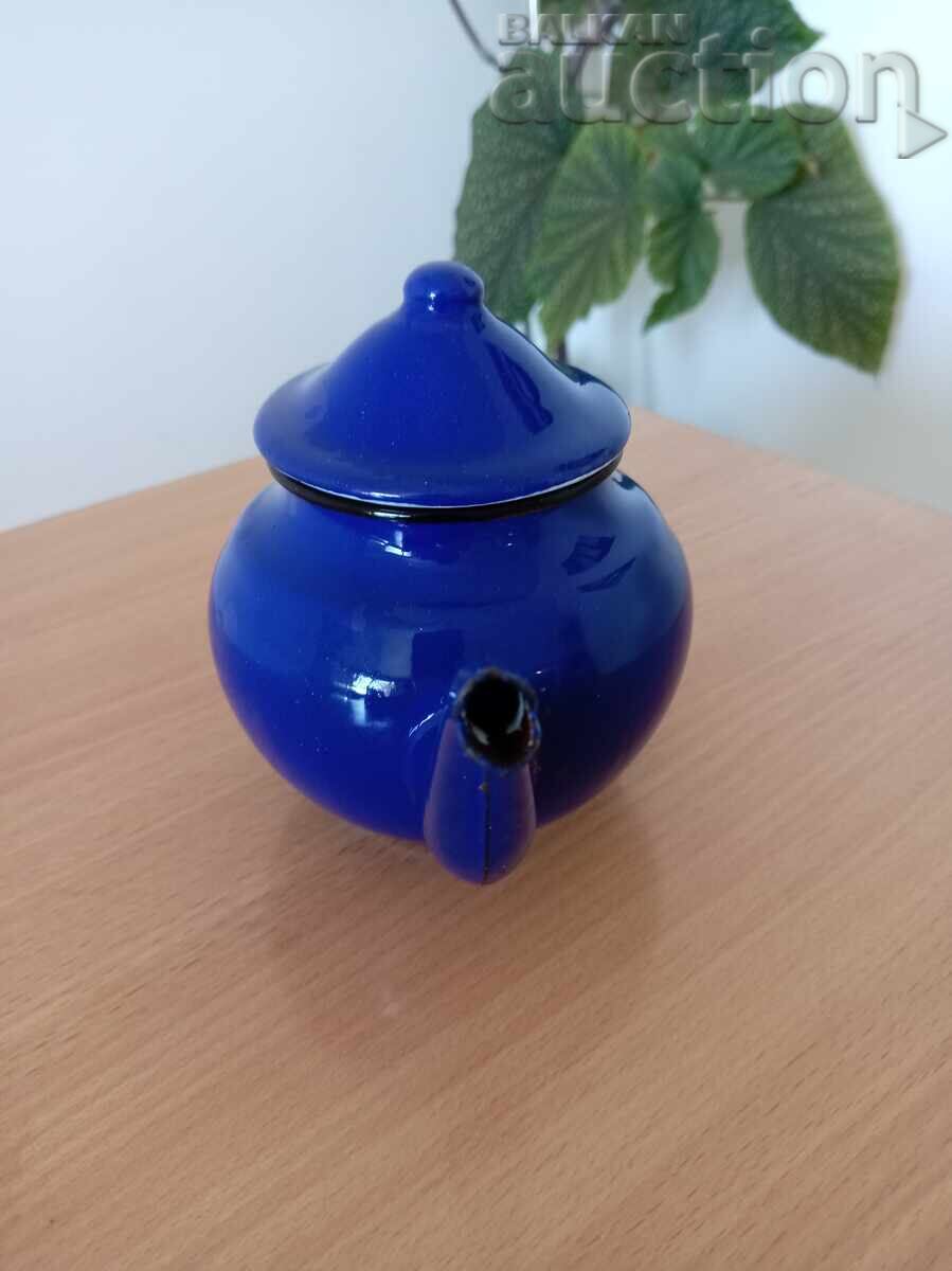 mini blue enamel teapot 60s vintage retro - 5