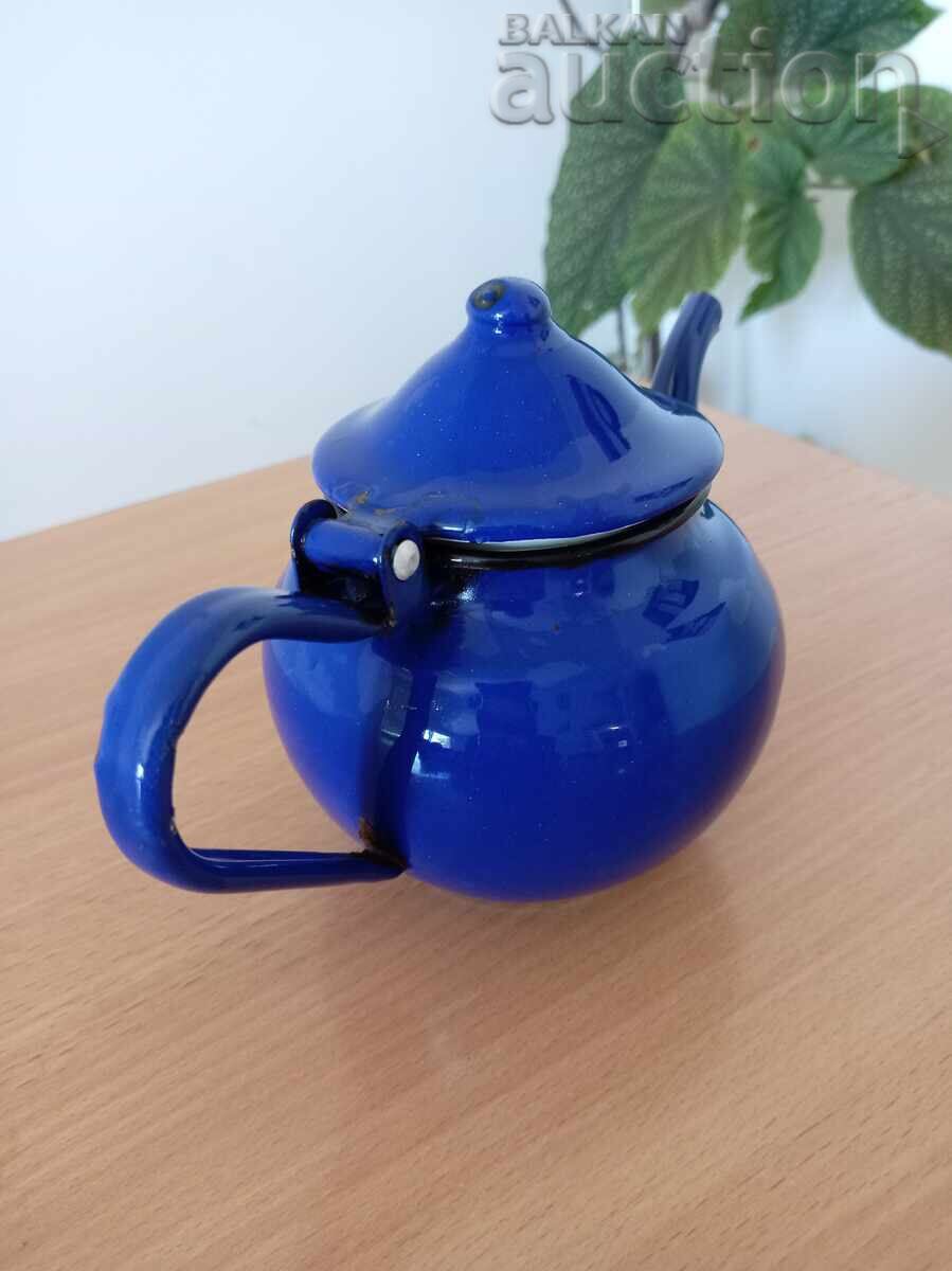 mini blue enamel teapot 60s vintage retro - 6