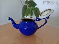 mini blue enamel teapot 60s vintage retro