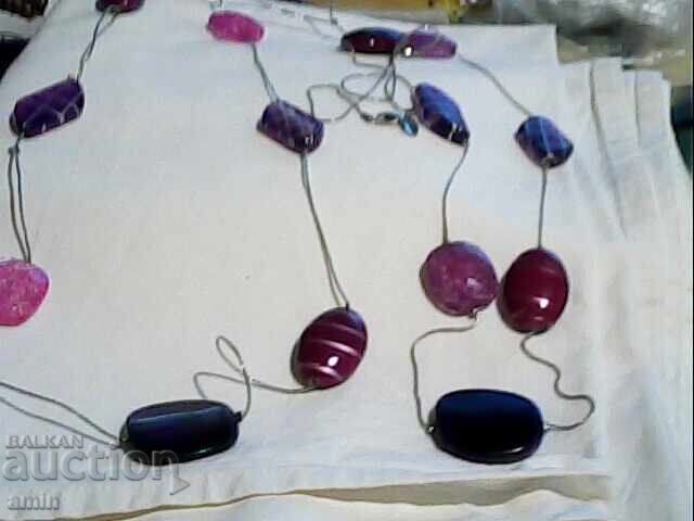 2 pcs delicate natural stone necklaces