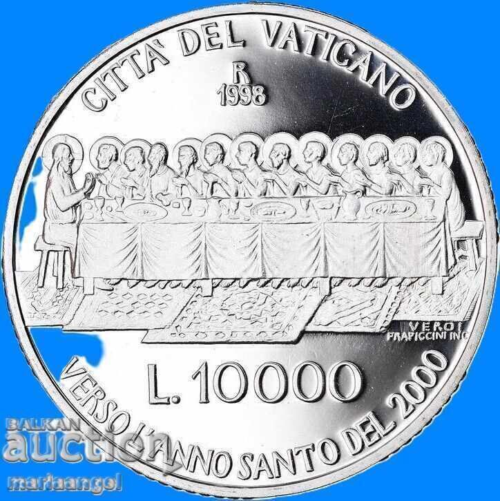 Аукцион 10000 Лири 1998 Ватикан PROOF UNC капсула сребро