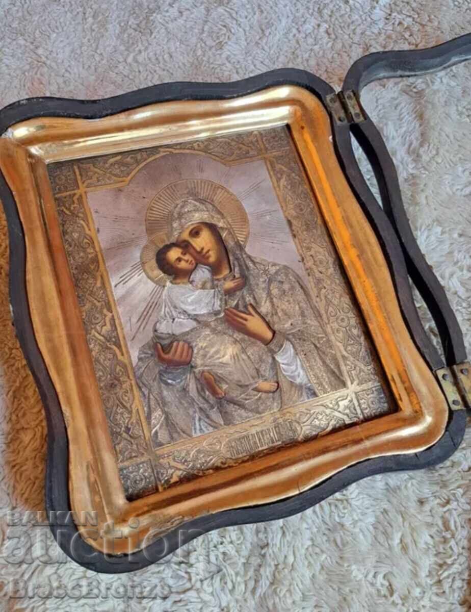 Παλιά εικόνα Παναγία του Βλαντιμίρ σε ξύλινο κουτί με τιμή € 350.00 | 684.54 BGN