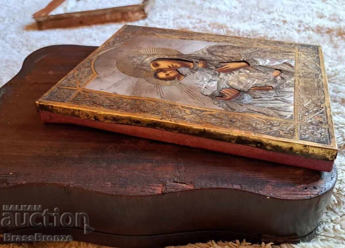 Παλιά εικόνα Παναγία του Βλαντιμίρ σε ξύλινο κουτί - 6
