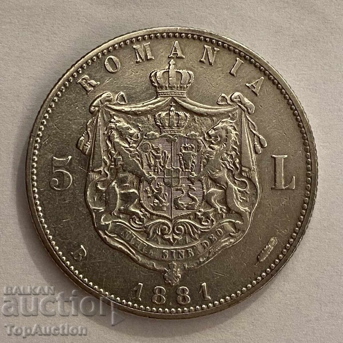 5 lei 1881 România / Romania 5 Lei Carol I - OYT - 5
