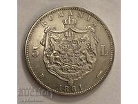 5 lei 1881 România / Romania 5 Leu / Lei Argint 0.900 Carol I