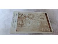 Photo Officers and soldiers bathing in a river 1918 WWI