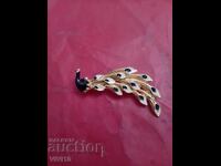 Antique enamel brooch, peacock