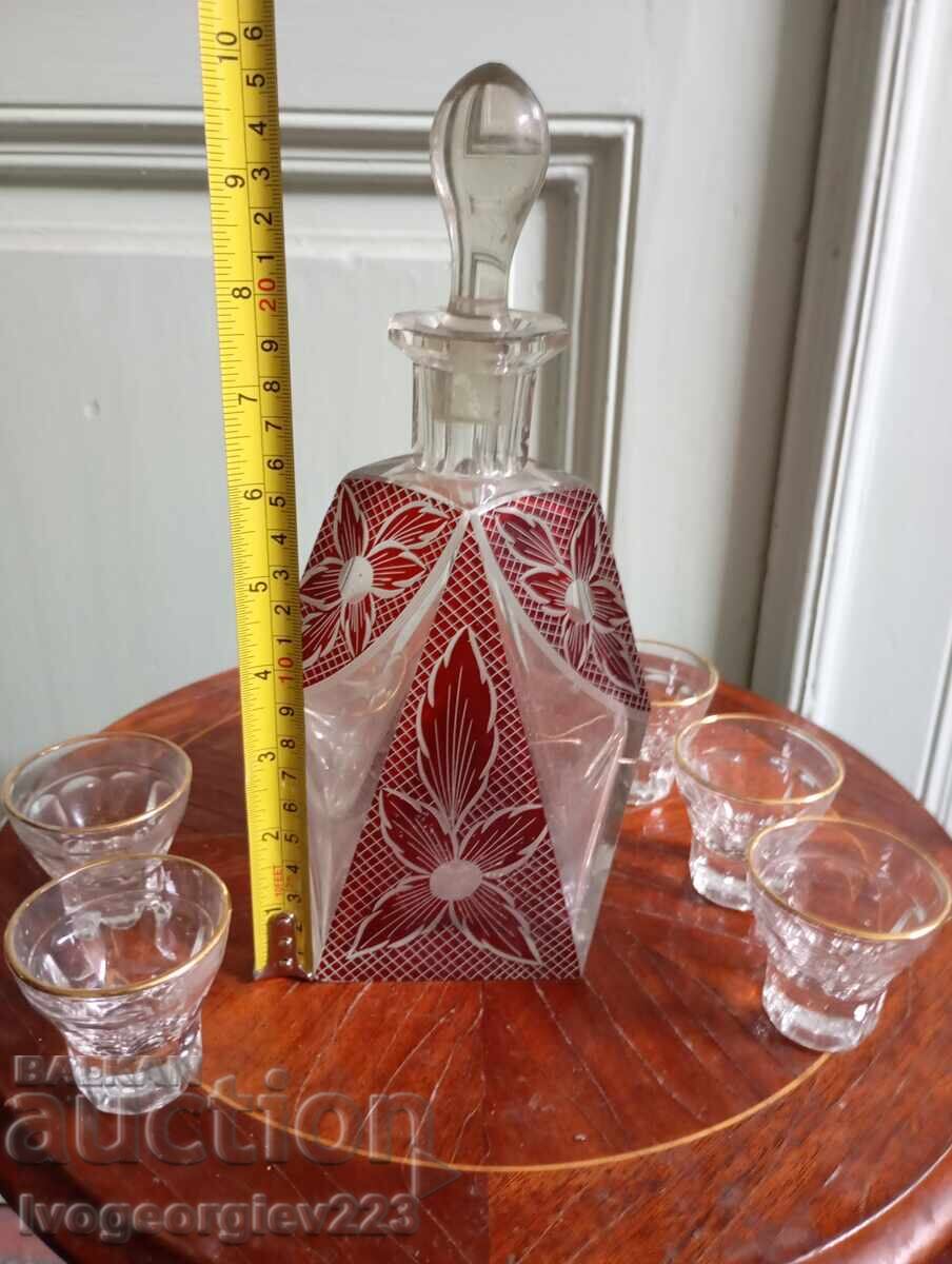 Auction  Bohemia crystal alcohol serving set