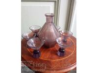 Antique purple glass tea set in Art Deco style