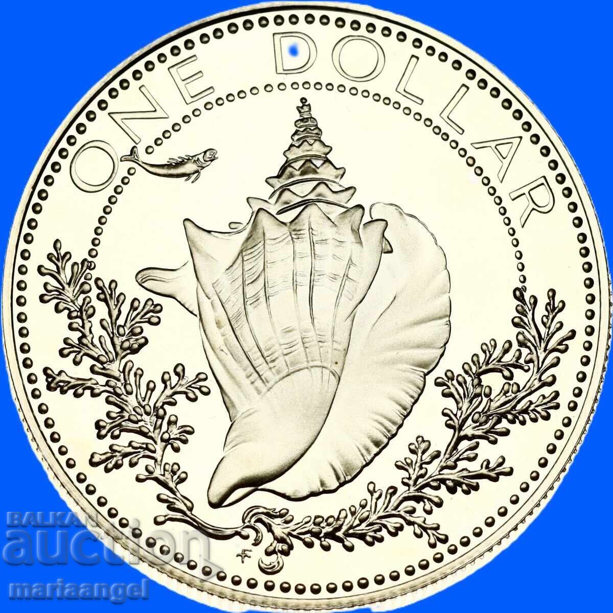 Bahamas 1 dolar 1974 18,14g UNC PROOF 34mm argint titlu 800 - 5