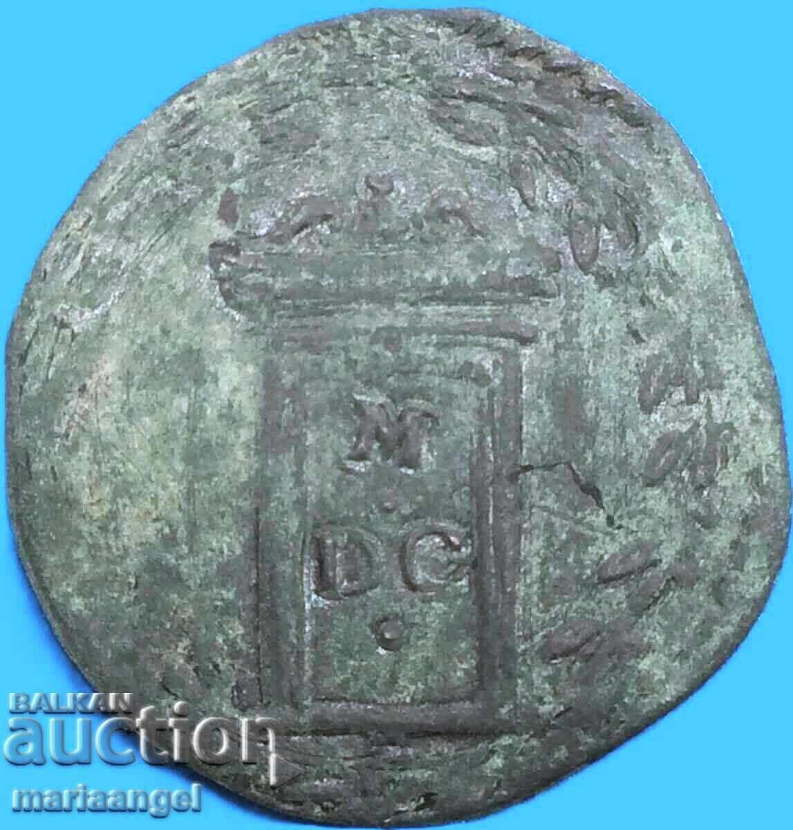 Quattrino 1600 (MDC) Vatican Clement VIII "Sf. Porți" - 7