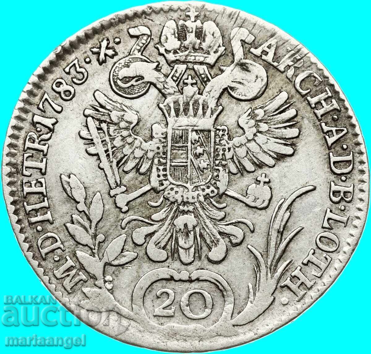 Licitație 20 Kreuzer 1783 Austria Iosif al II-lea In-Kremnitz - an rar