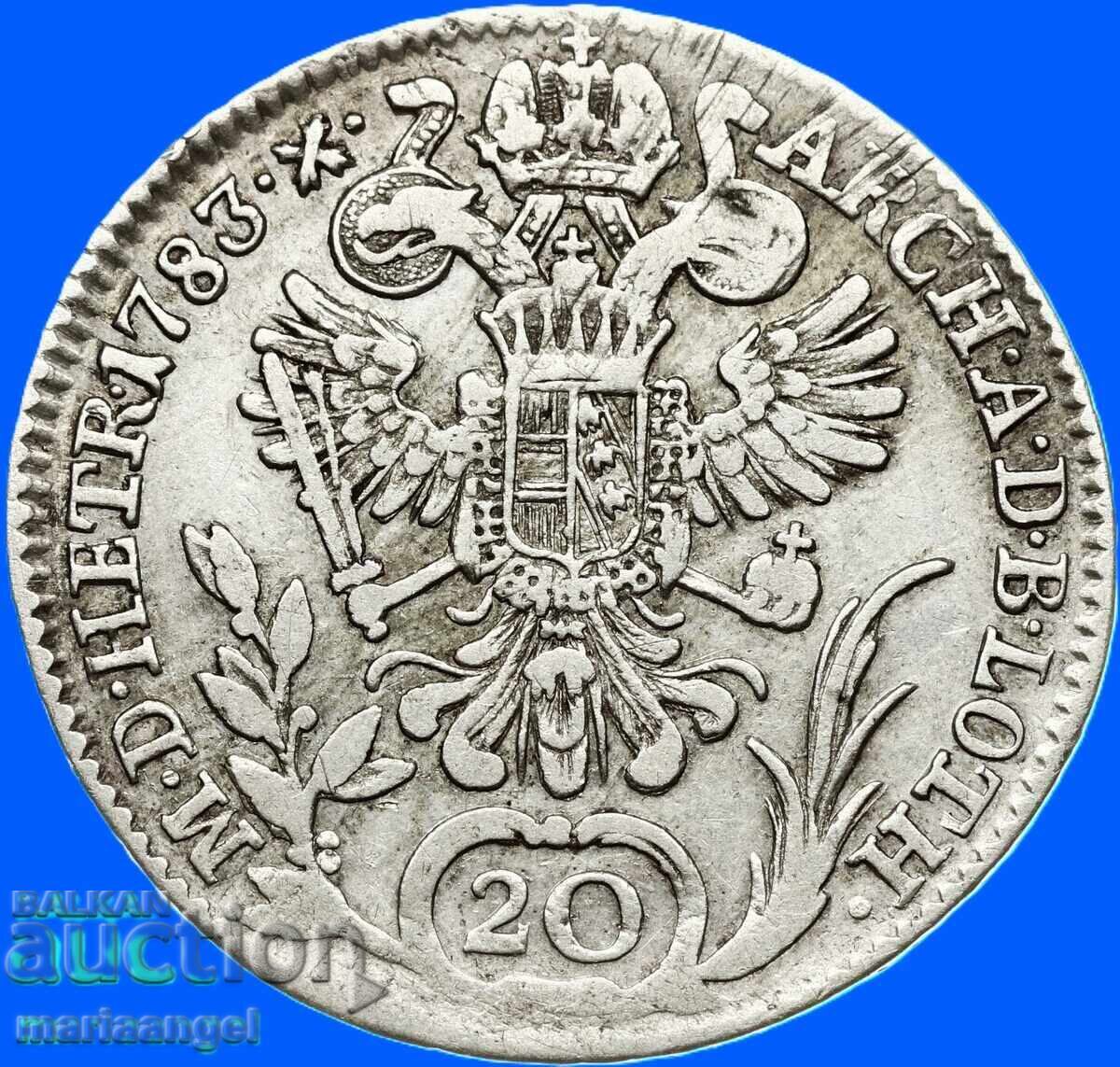 20 Kreuzer 1783 Austria Iosif al II-lea In-Kremnitz - an rar